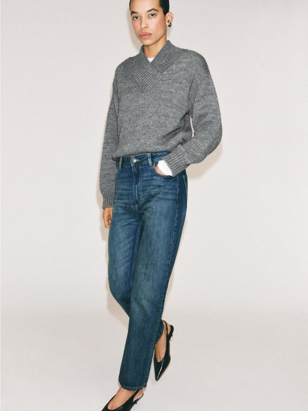 Zara High-Rise Jeans, Medium Blue Wash